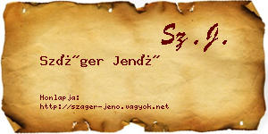 Száger Jenő névjegykártya