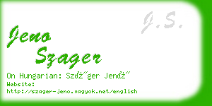 jeno szager business card